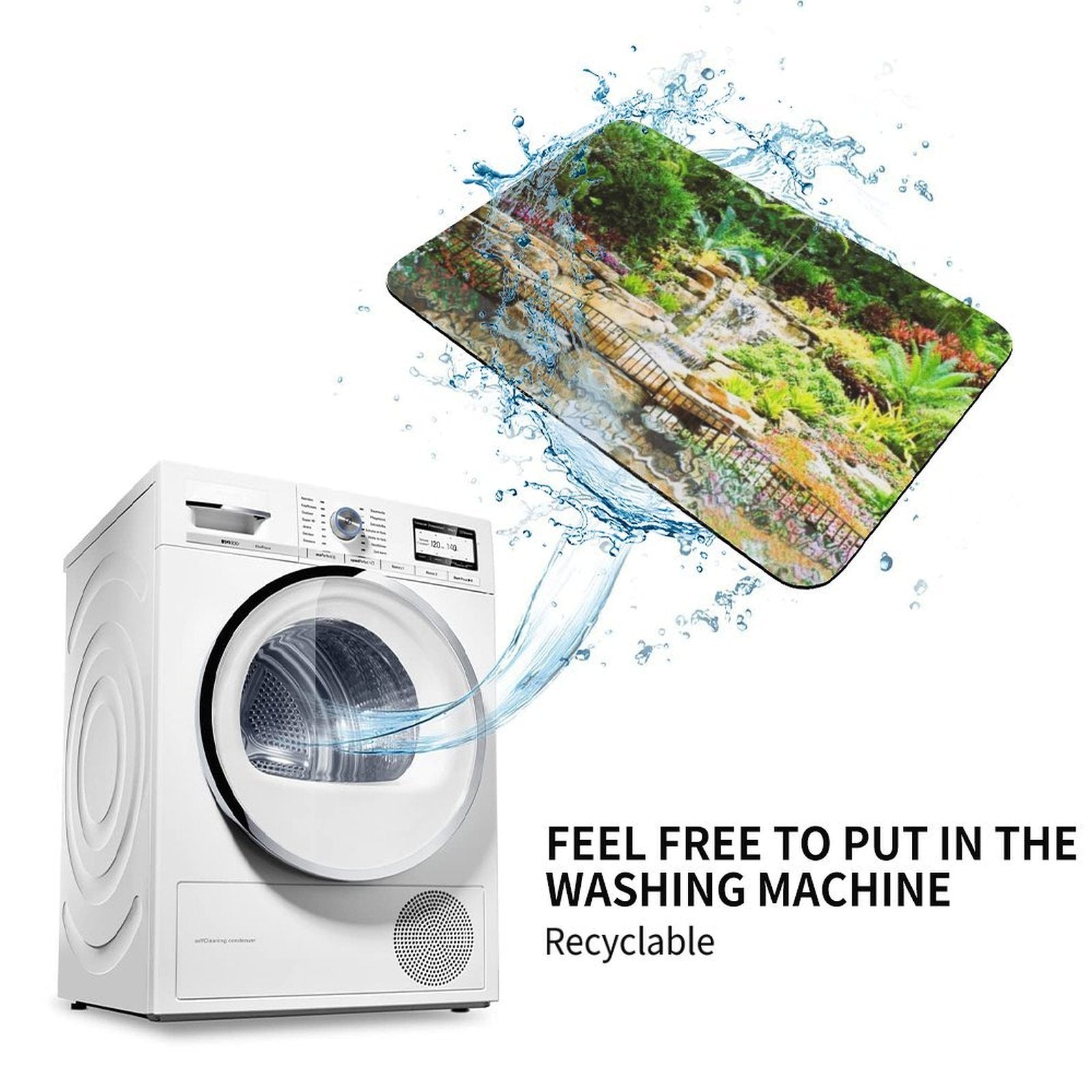 Tropical Waterfall Design Diatomaceous Earth Bath Mat | Ships from USA