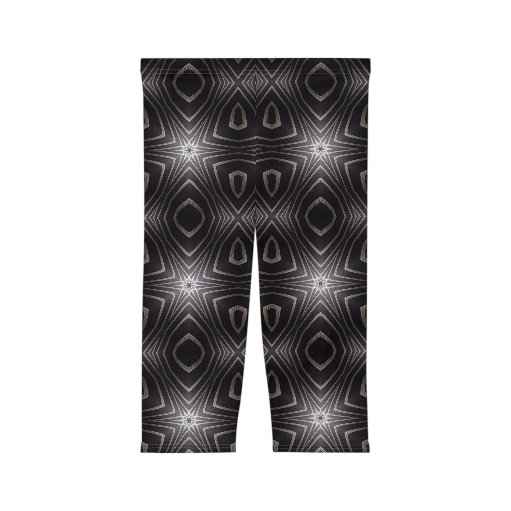 Star Design Black and White Capri Leggings up to 2XL - Shell Design Boutique
