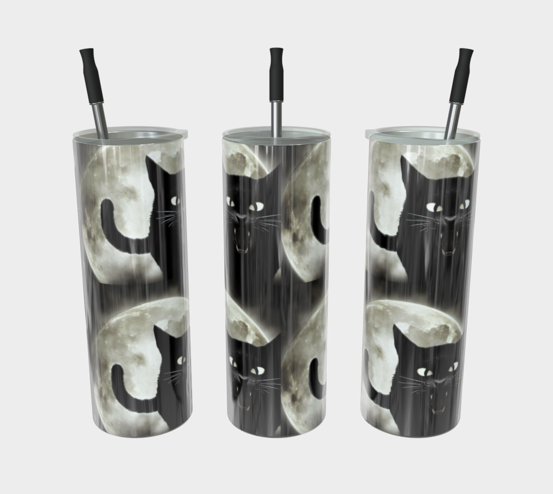 Angry Black Cat Halloween 20 oz Stainless Steel Tumbler