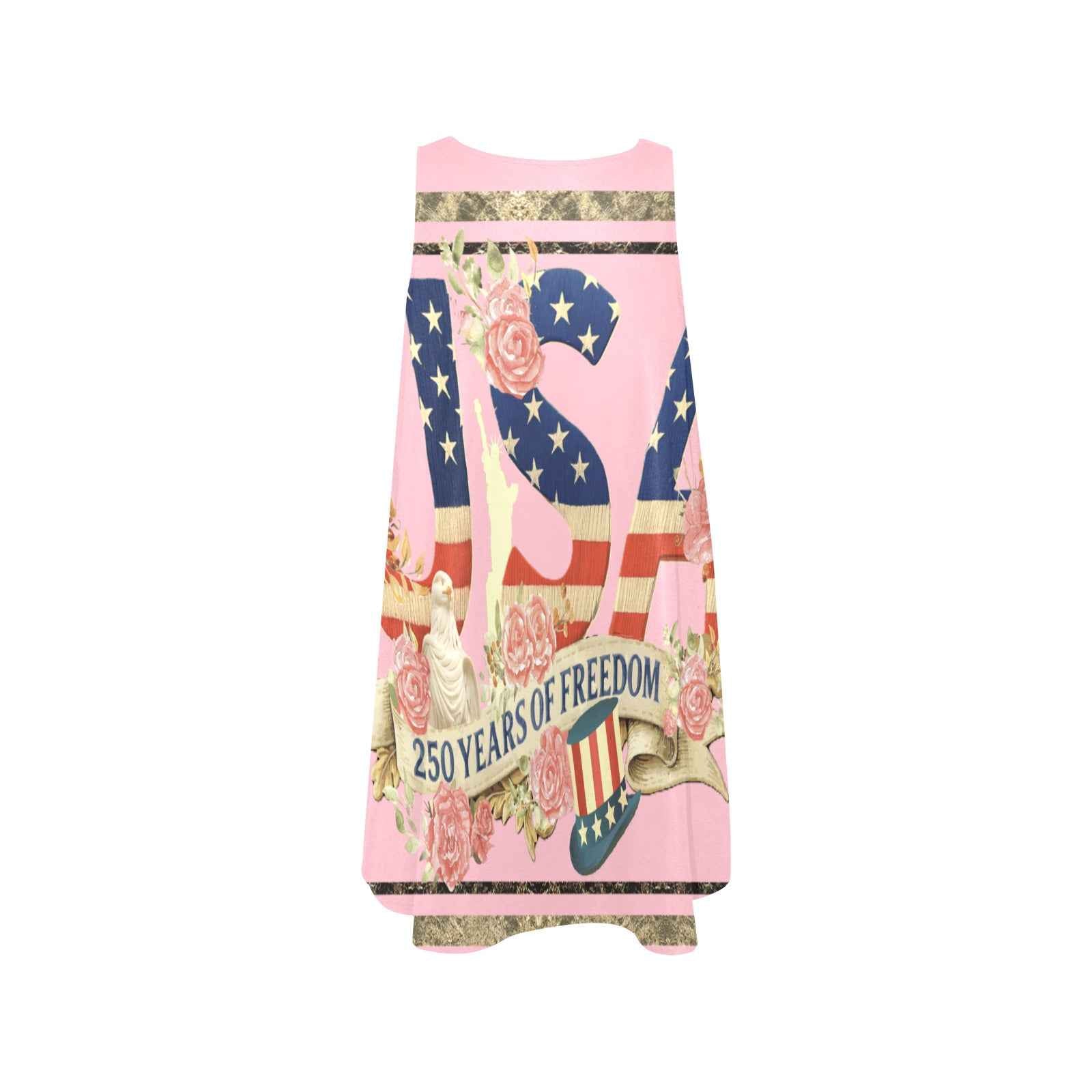 Pink USA 250 Years Sleeveless A-Line Pocket Dress (Model D57)