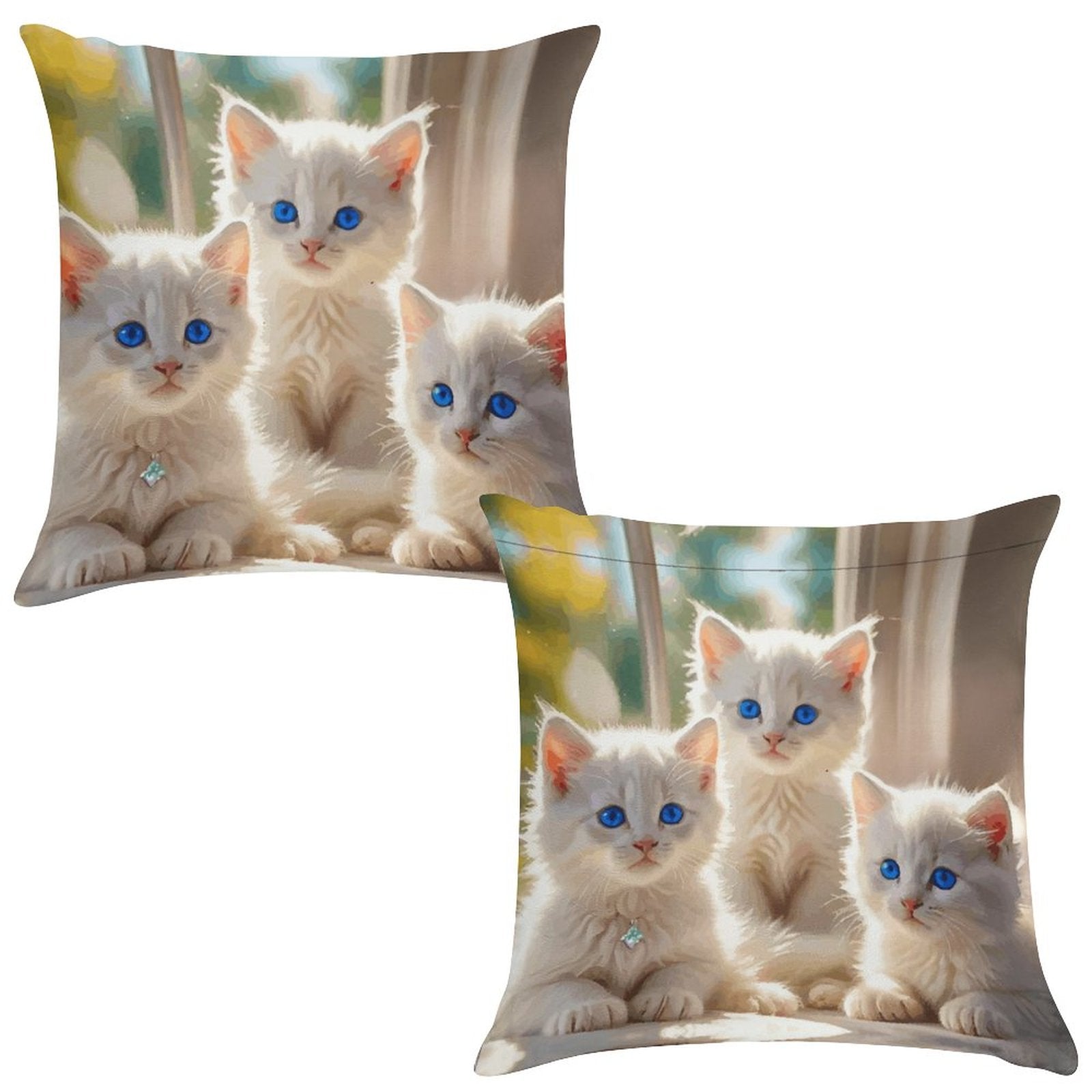 Fluffy White Kittens with Blue Eyes Ultra-Soft Pillowcases - 18