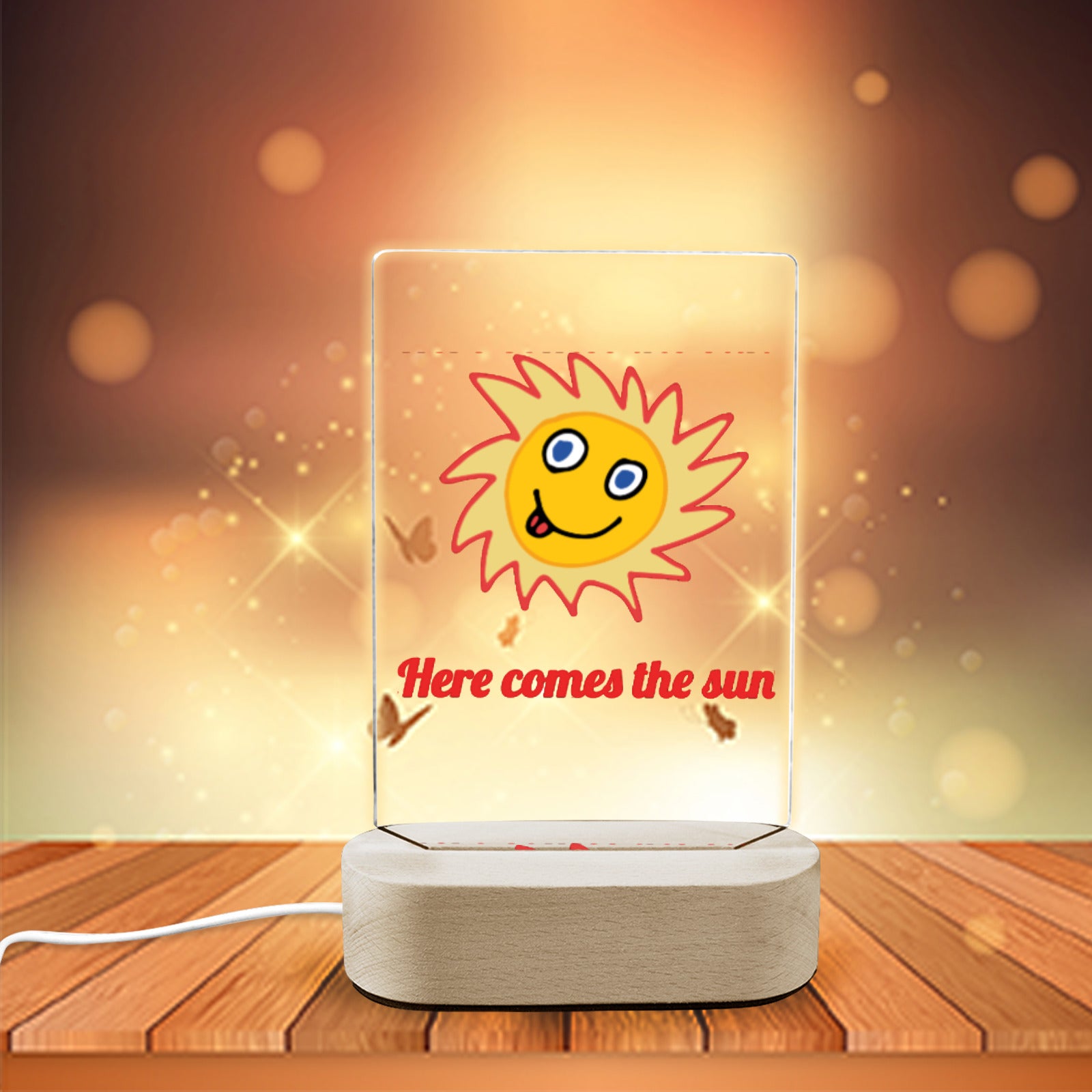 Here Comes the Sun Acrylic Photo Panel with Lighted Stand (Made in USA)