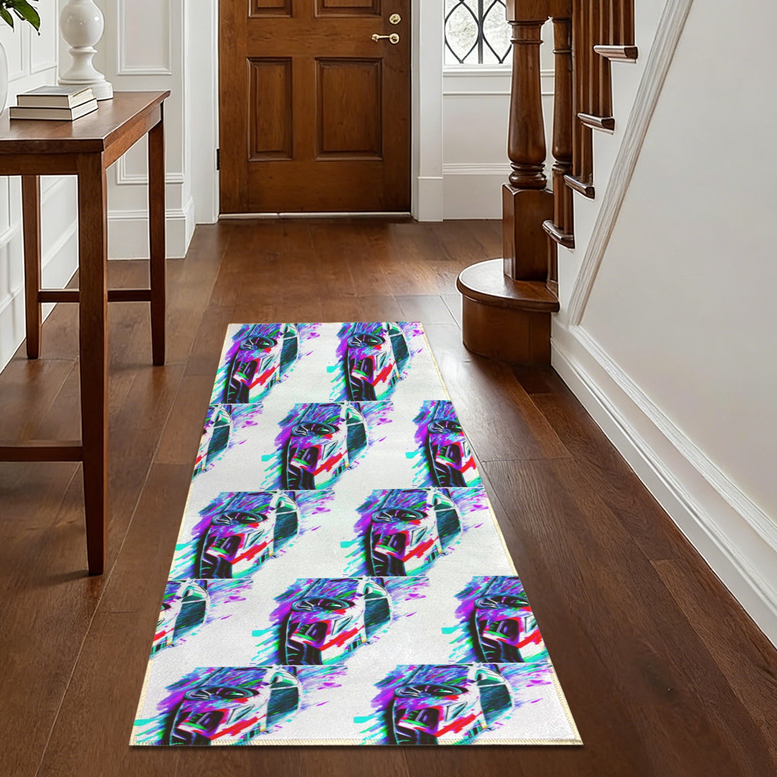 Fast Sports Car Washable Faux Microfiber Runner Rug 60
