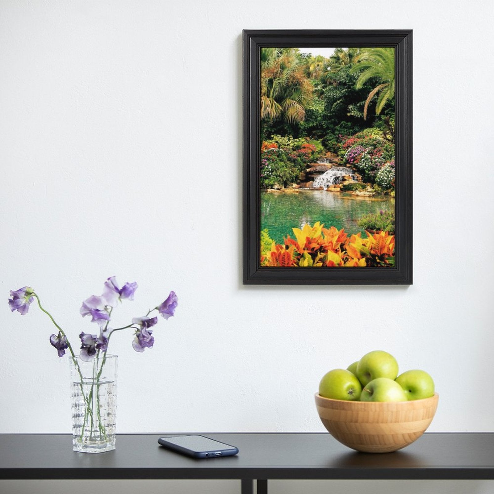 Serene Tropical Garden and Waterfall European Style Framed Art Print  - 16