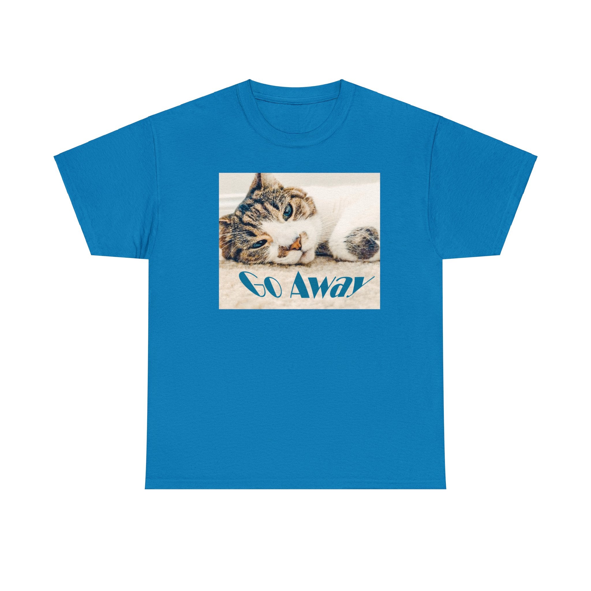 Sleepy Cat Says Go Away Unisex Heavy Cotton T-shirt up to 5XL