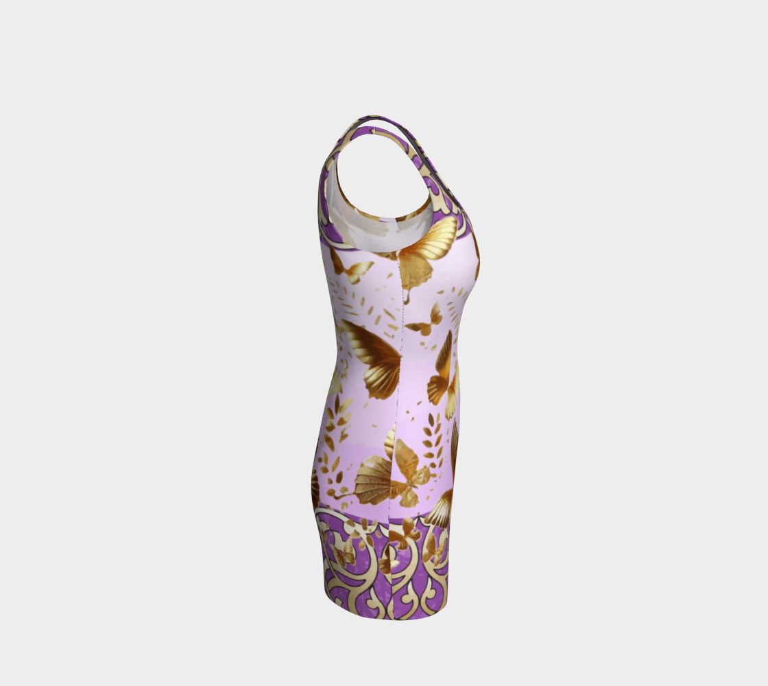 Lavender with Golden Butterflies Mini Bodycon Dress