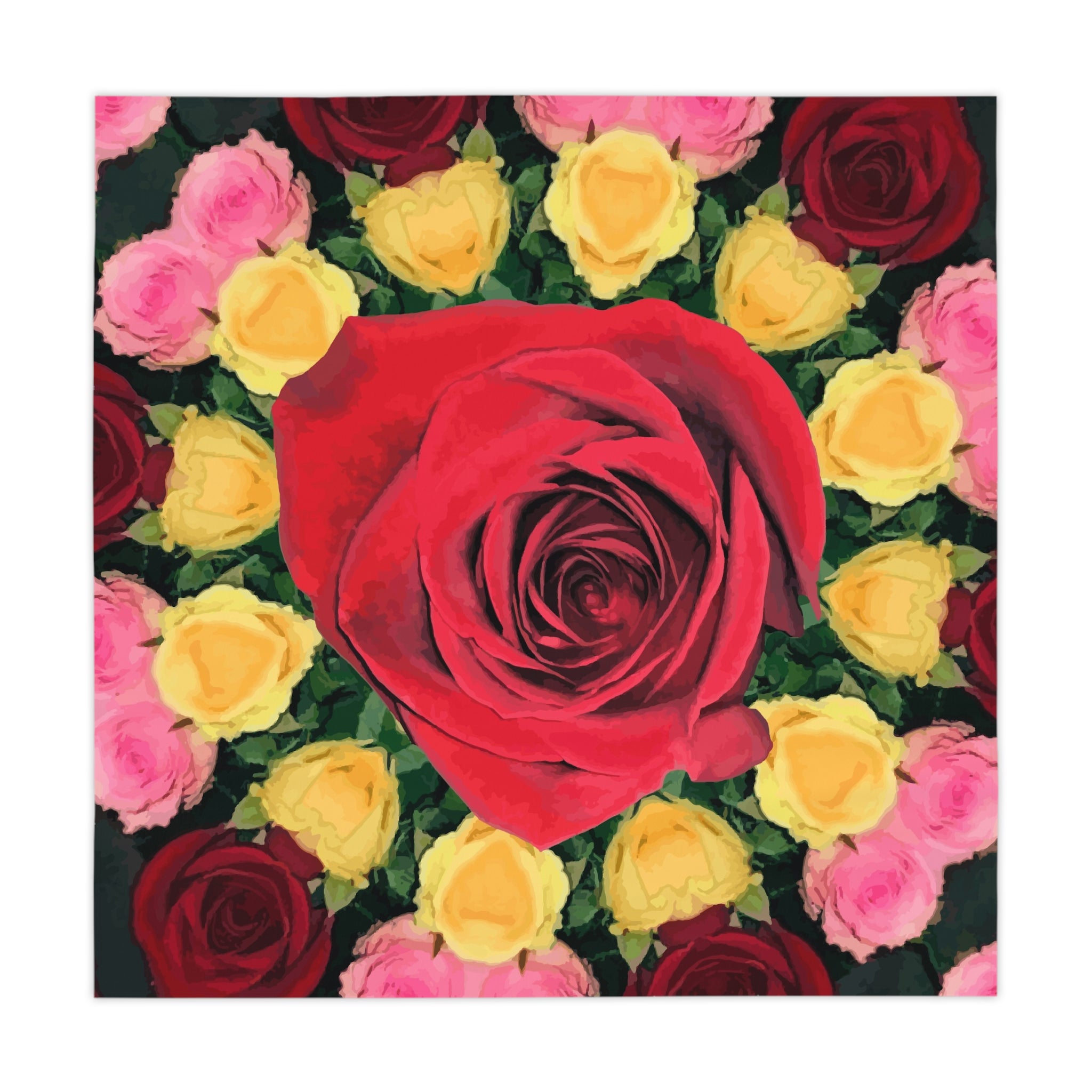 Red and Yellow Roses Square Tablecloth