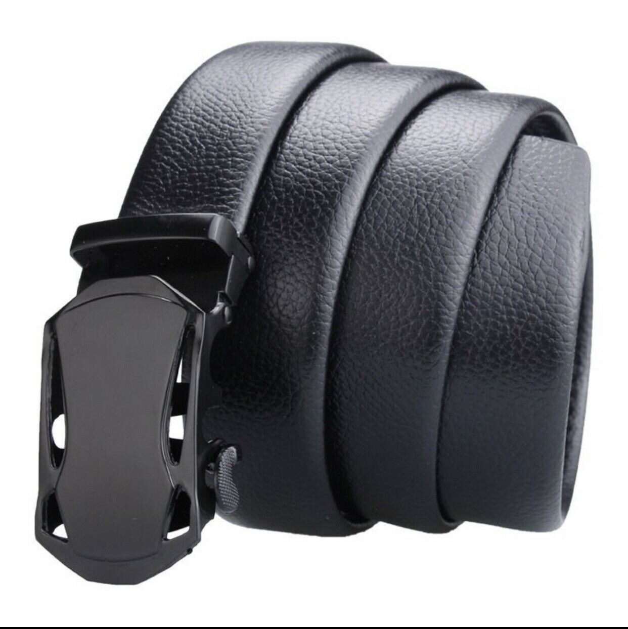 Men's Microfiber Leather Ratchet Belt Adjustable Automatic Buckle Black Belts