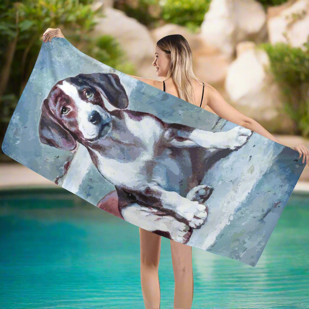 Adorable Puzzled Puppy Beach Towel - 29