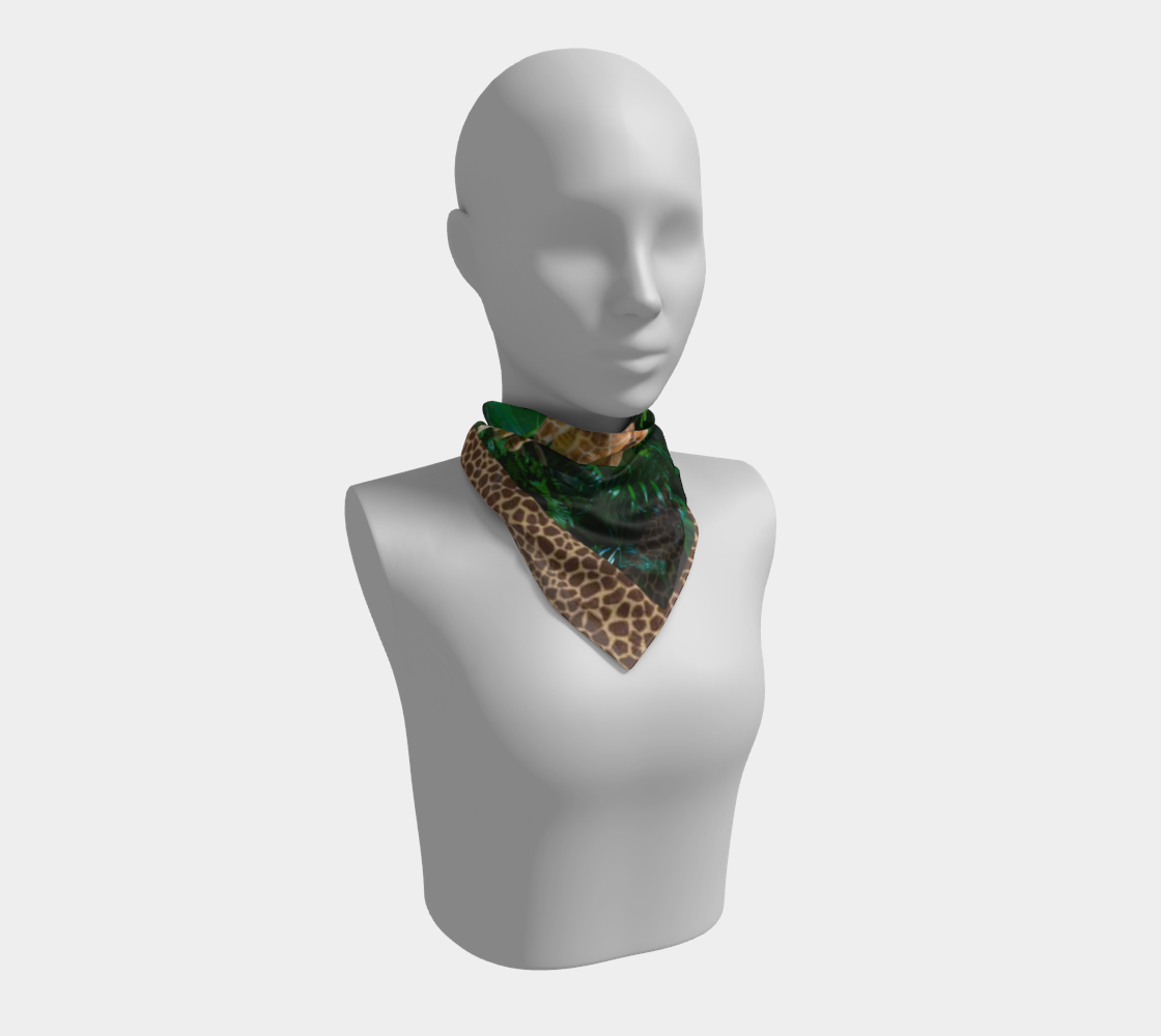Tall Giraffe on Greenery Square Scarf