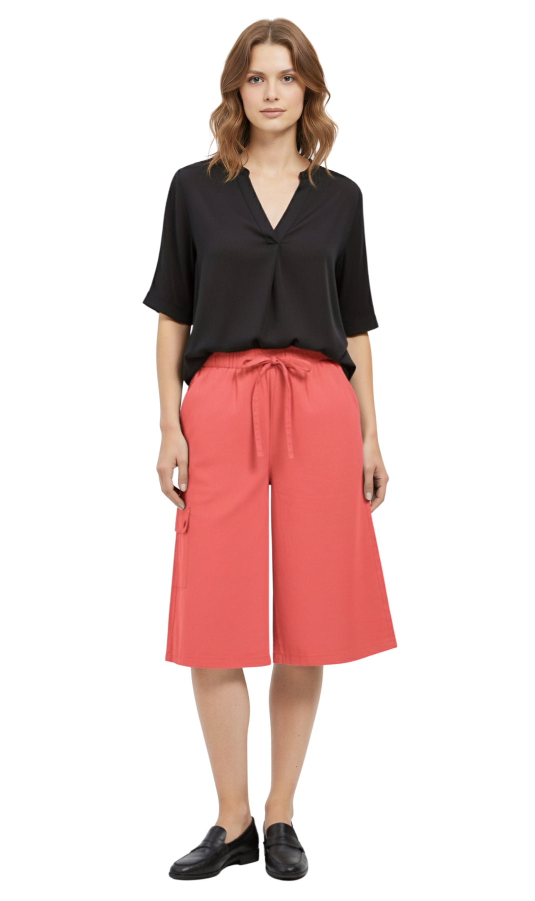 Women's 100% Calcutta Cotton Split Skirt Culottes with Cargo Pockets