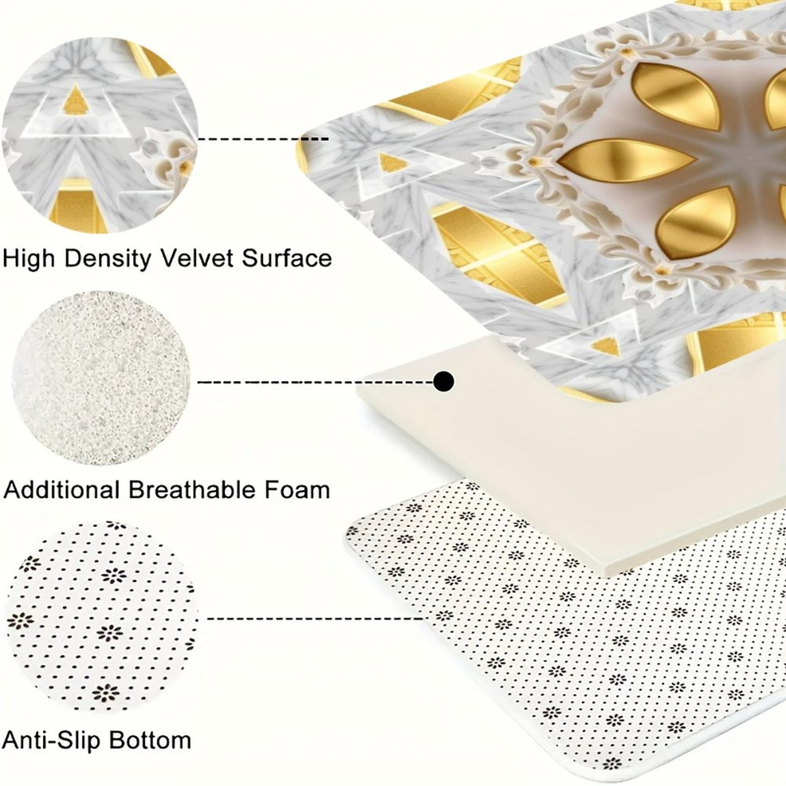 Golden Design Kitchen 3-Piece Floor Mat Set (One-sided Printing)