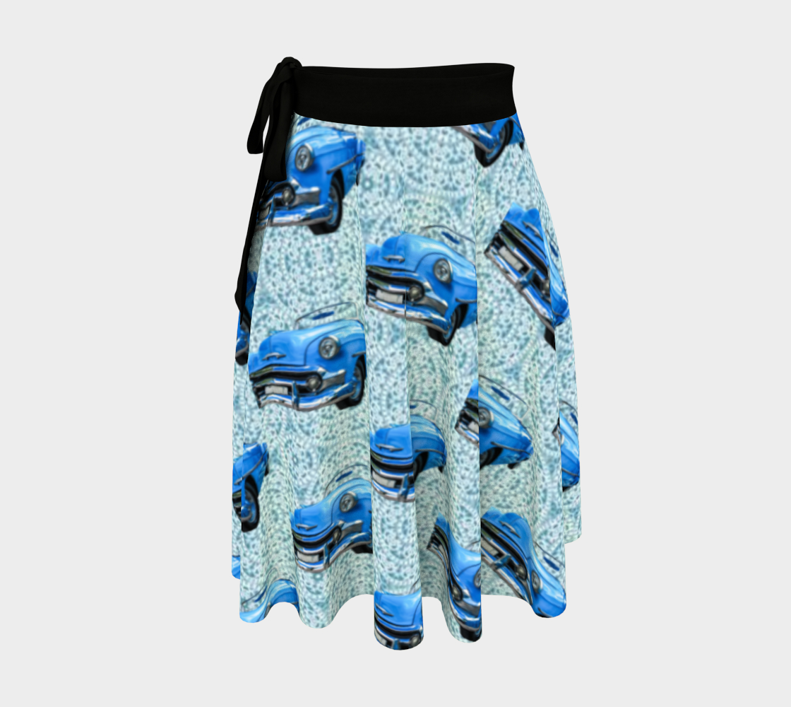 Vintage Blue Car One Size Wrap Skirt