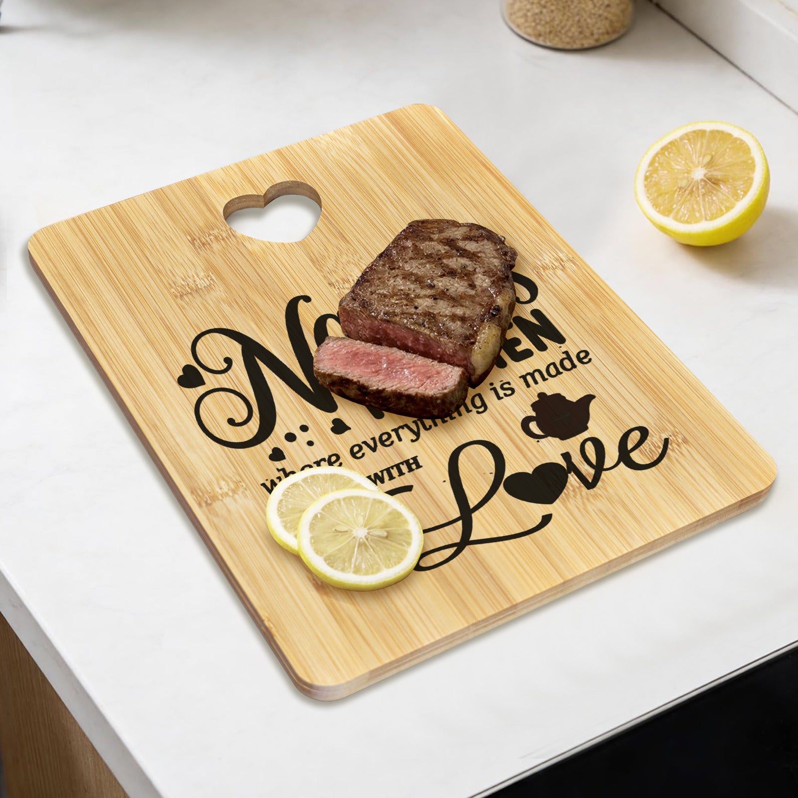 Nana's Kitchen Made with Love Custom Rectangle Bamboo Cutting Board (One Side Printing) | Ships from USA