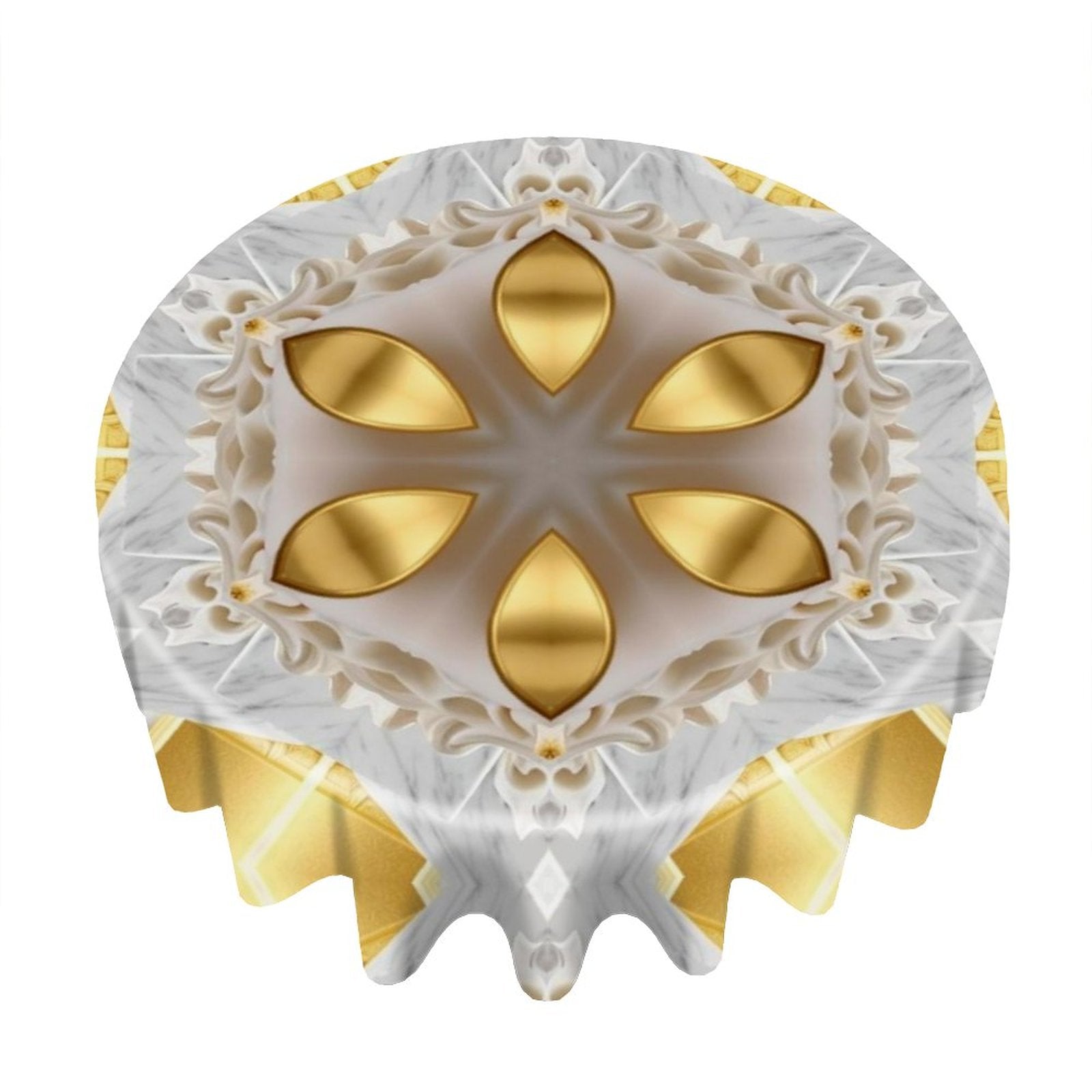 Golden Design Round Tablecloth (One-sided Printing)