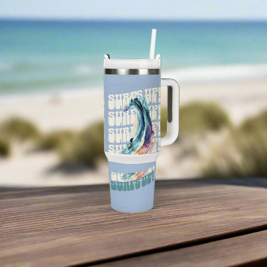 Surf's Up 40oz Stainless Steel Insulated Tumbler with Handle and Lid