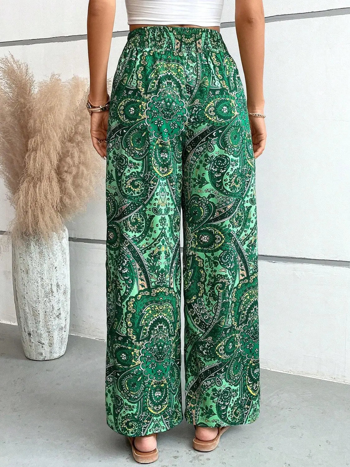Boho Chic Paisley Printed Wide Leg Pants