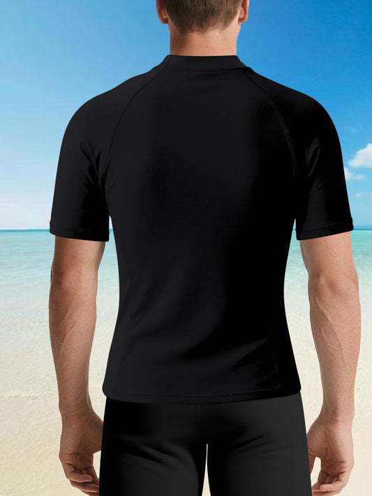 Surf's Up Men's Short-Sleeve Swim Top (Front Printing)