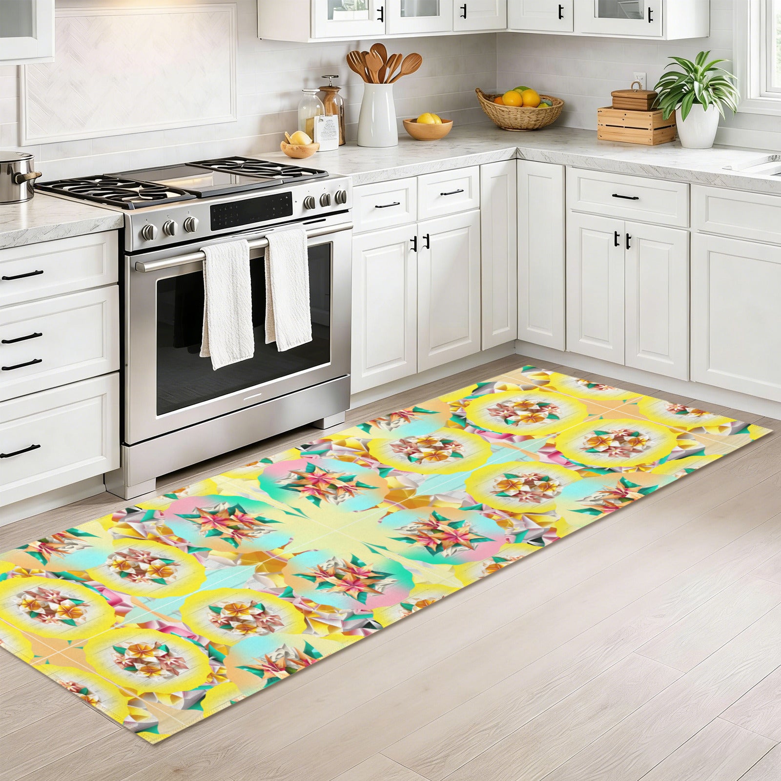 Circle Floral Pastel Pattern Indoor Runner Rug  70