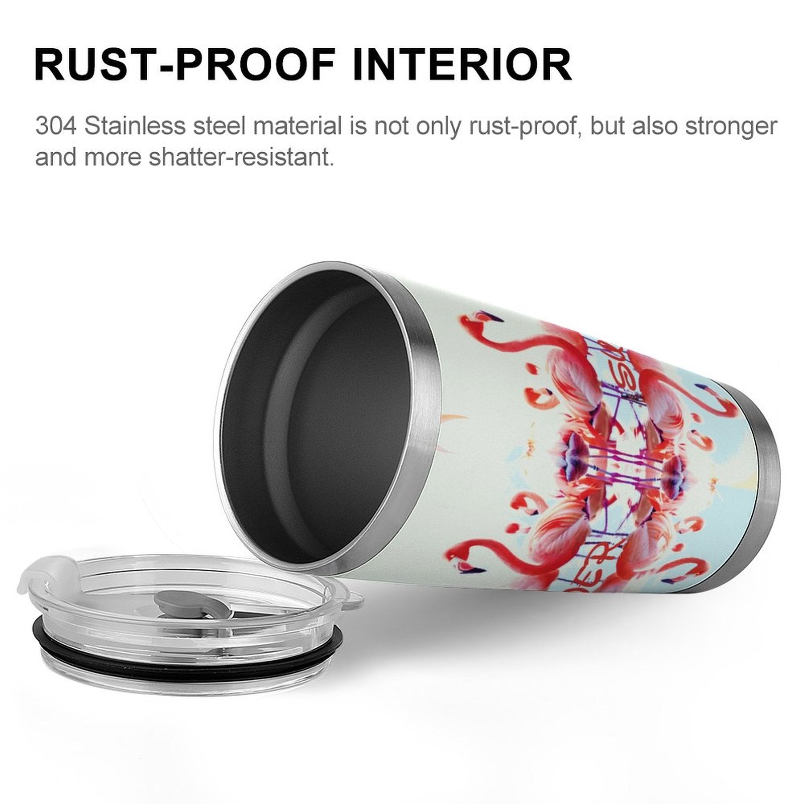 Pink Flamingos Summer Design 20oz Silver Rim Tumbler (Made in USA)