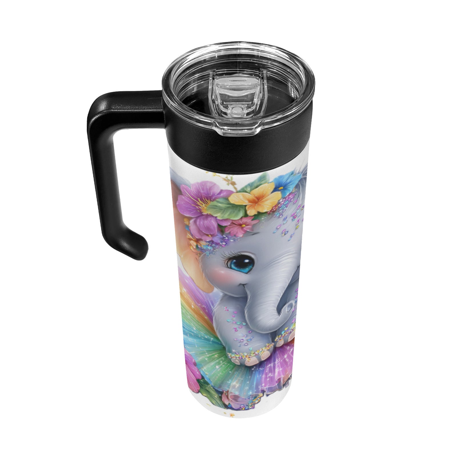 Baby Elephant 600ml Insulated Water Bottle with Screw On Handle