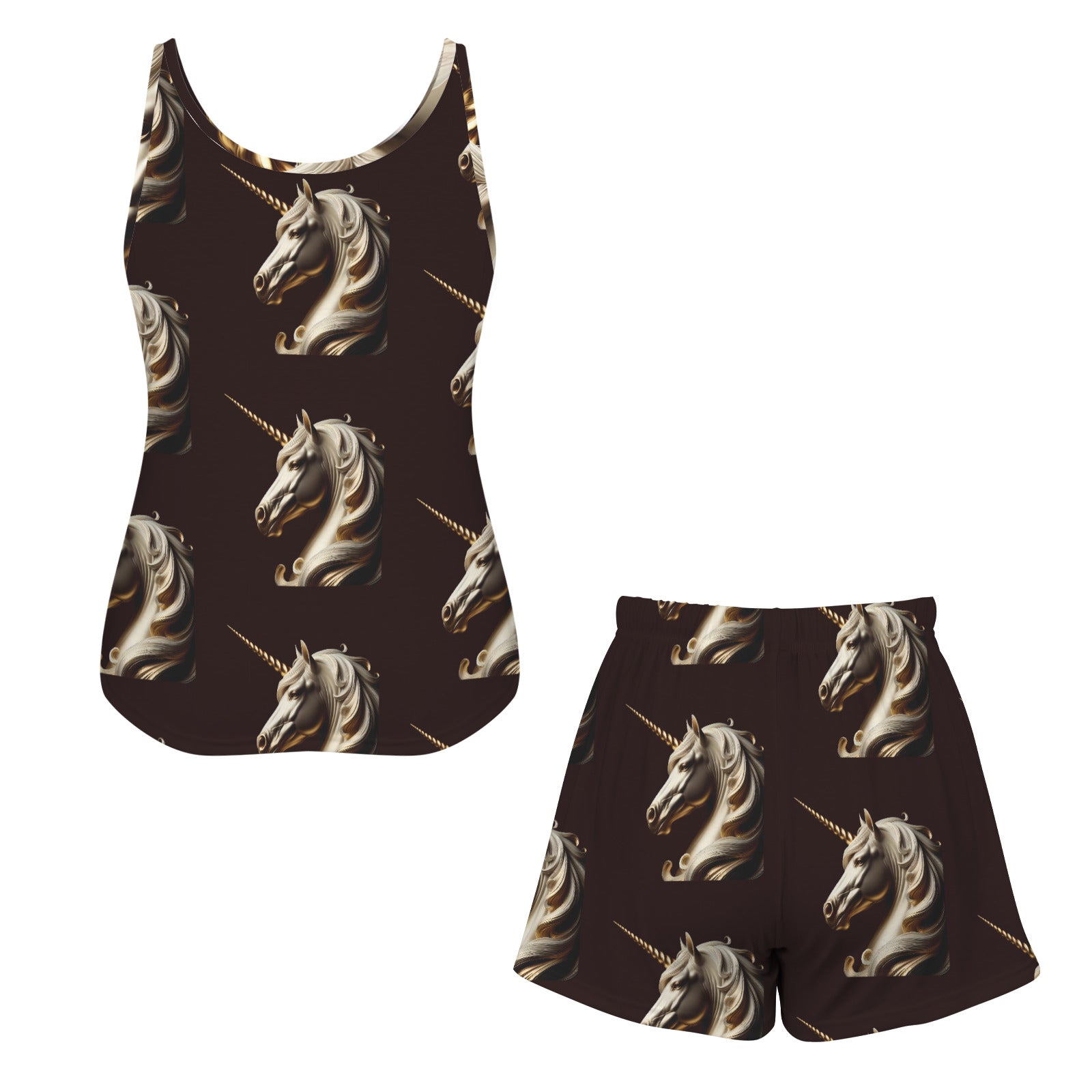 Golden Unicorn Women's 2-piece Tank Top Pajama Shorts Set (Made in USA)