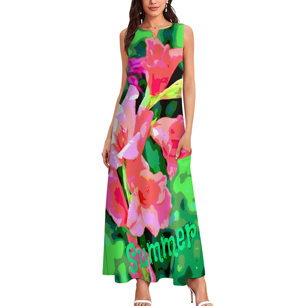 Women's Floral Designs Sleeveless Maxi Dress