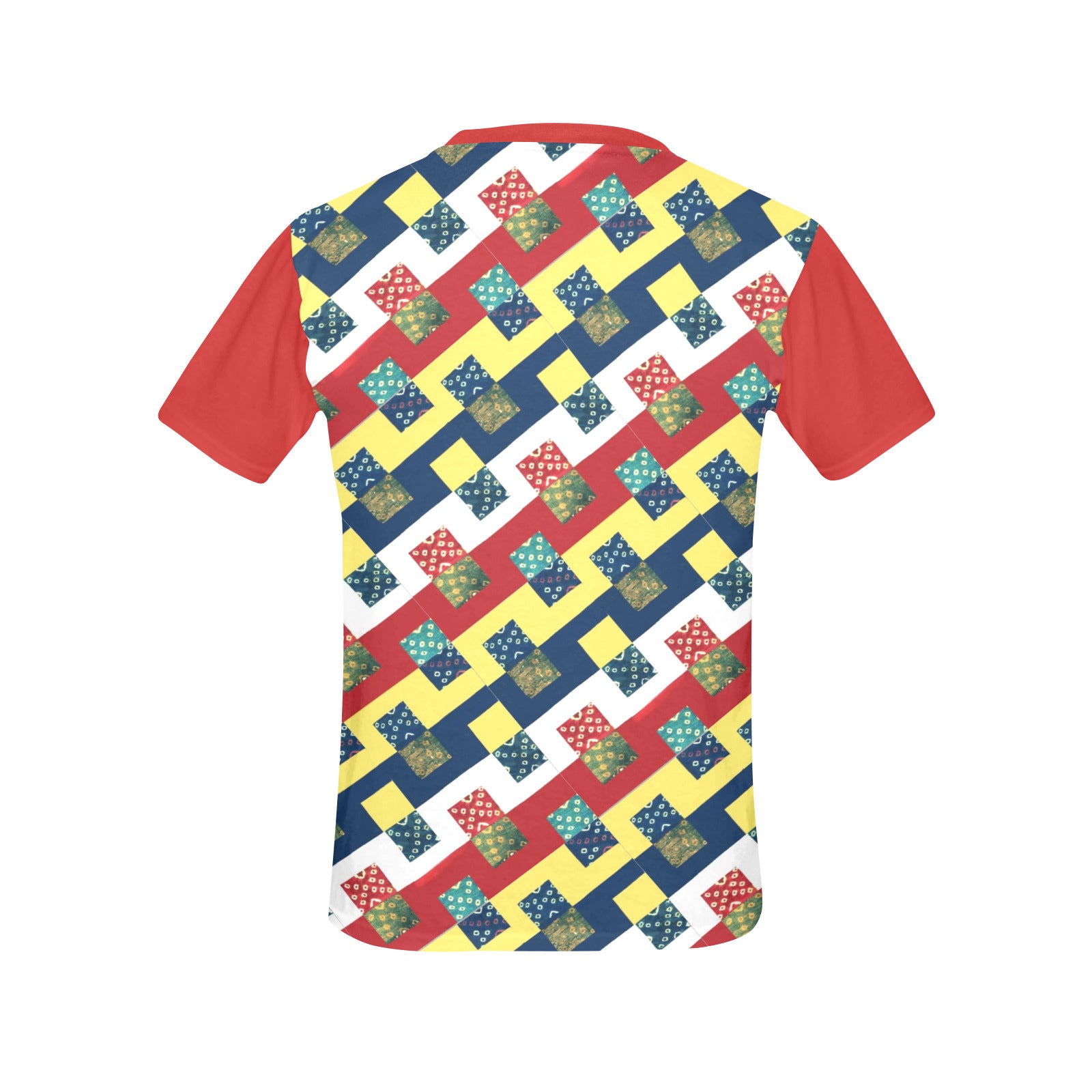 Colorful Checkered Pattern Women's All Over Print Crew Neck T-Shirt