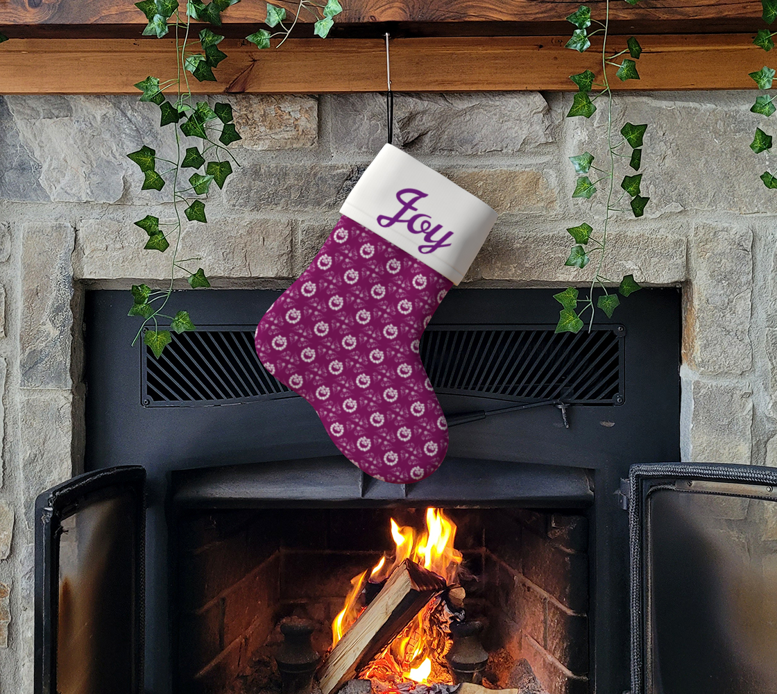 Christmas Wreaths on Plum Stocking with Personlization