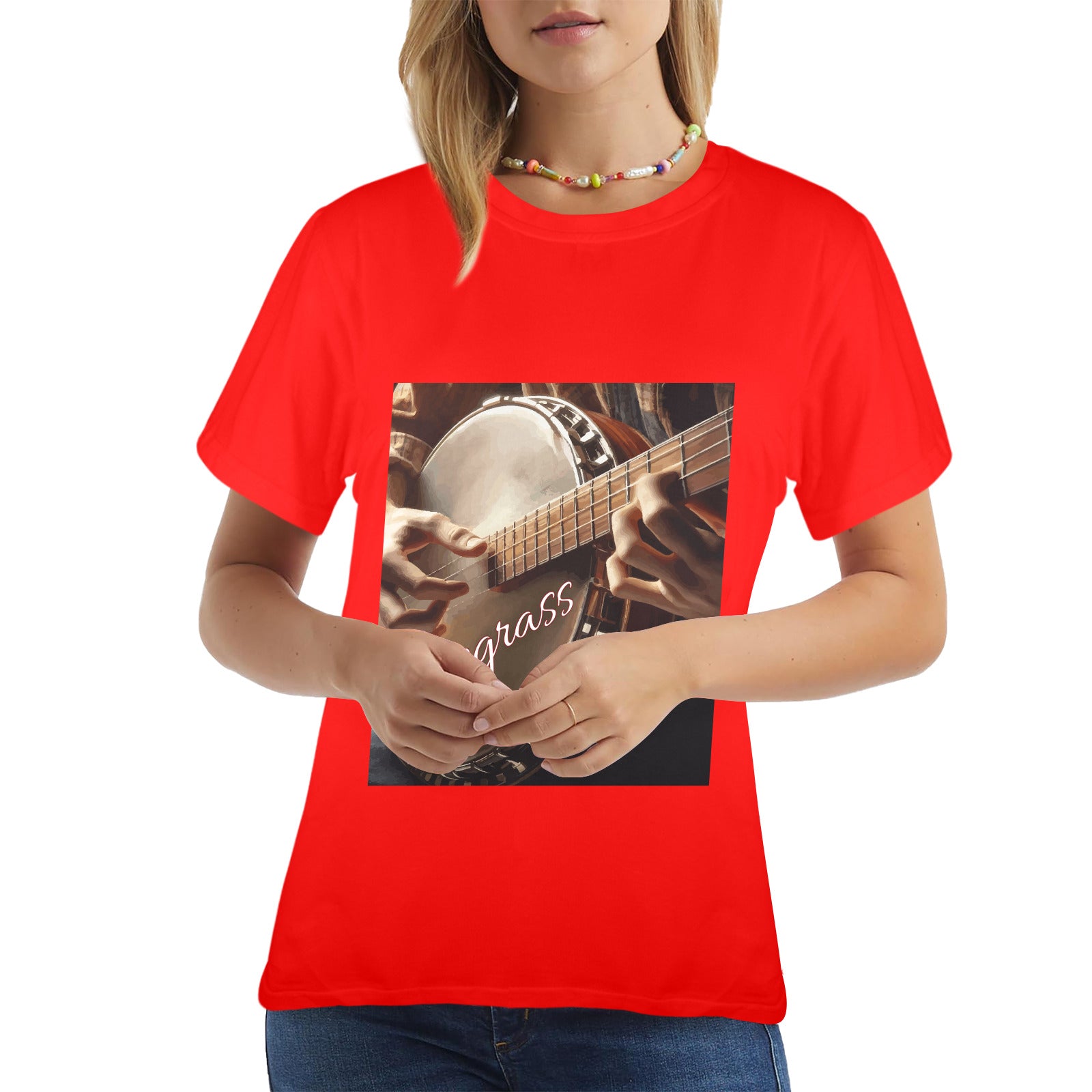 Women's Country Bluegrass Banjo Music Graphic T-shirt（Made in USA）