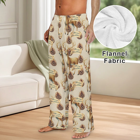 Christmas Reindeer Men's Flannel Pajama Pants (Made in USA)