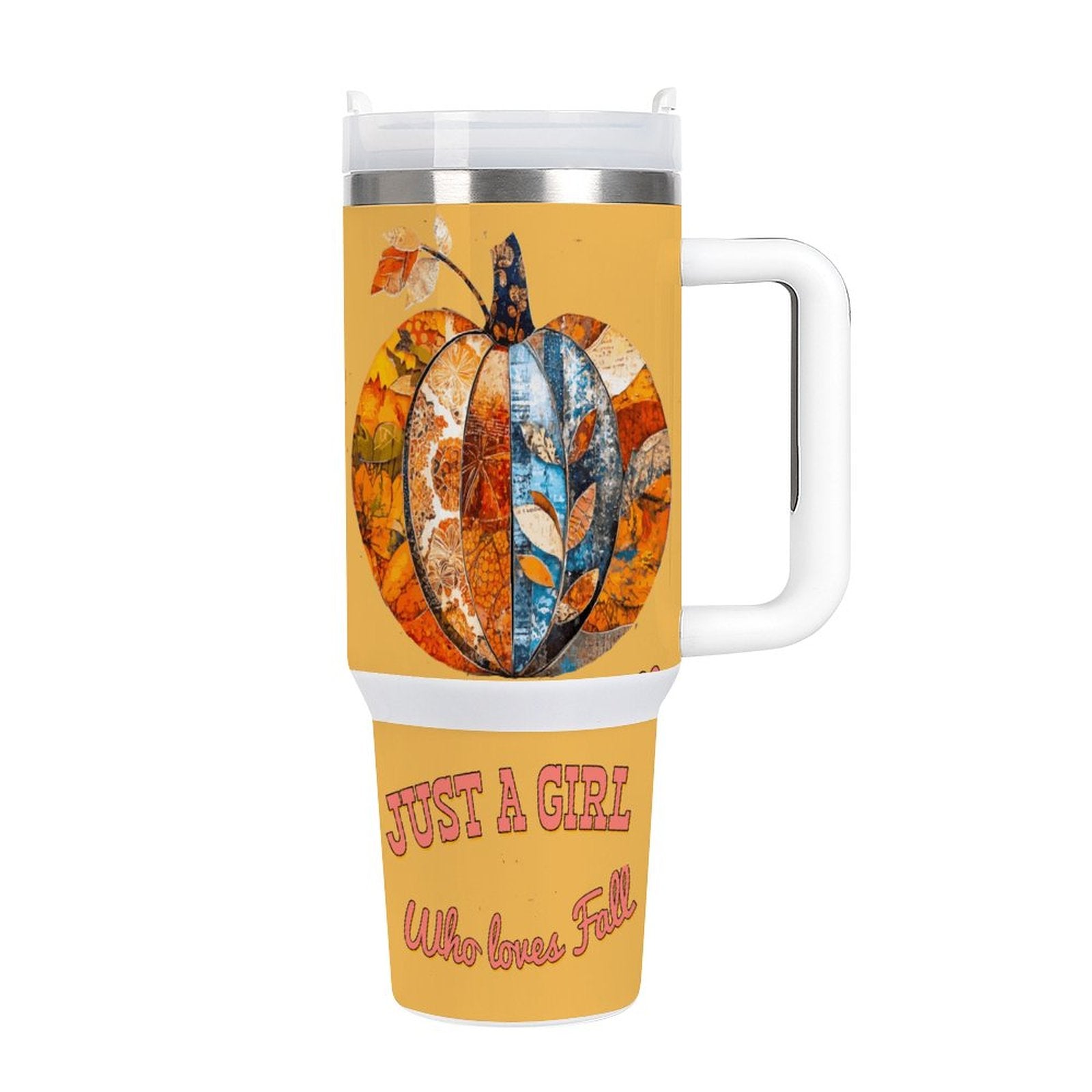 Just a Girl Who Loves Fall Pumpkins 40oz Stainless Steel Insulated Tumbler with Handle and Lid