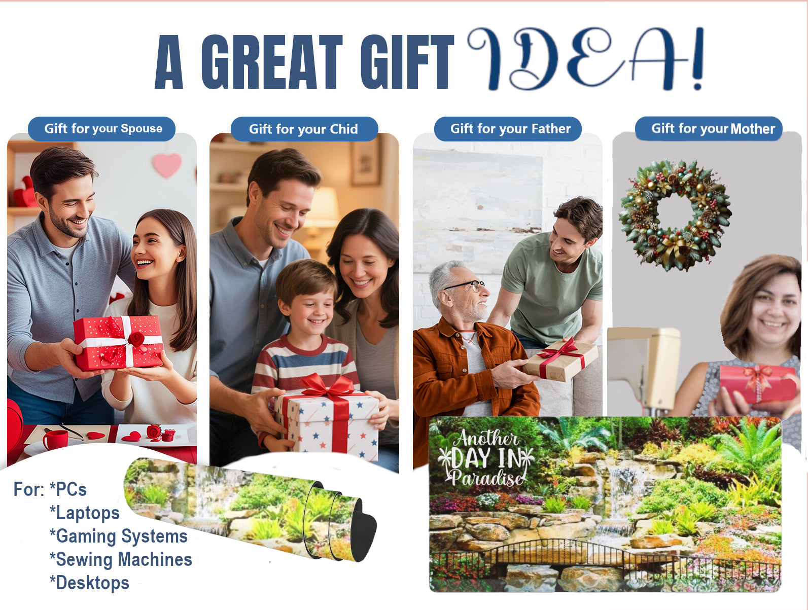 Another Day In Paradise Tropical Waterfall Mousepad Desk Mat - available in 2 sizes