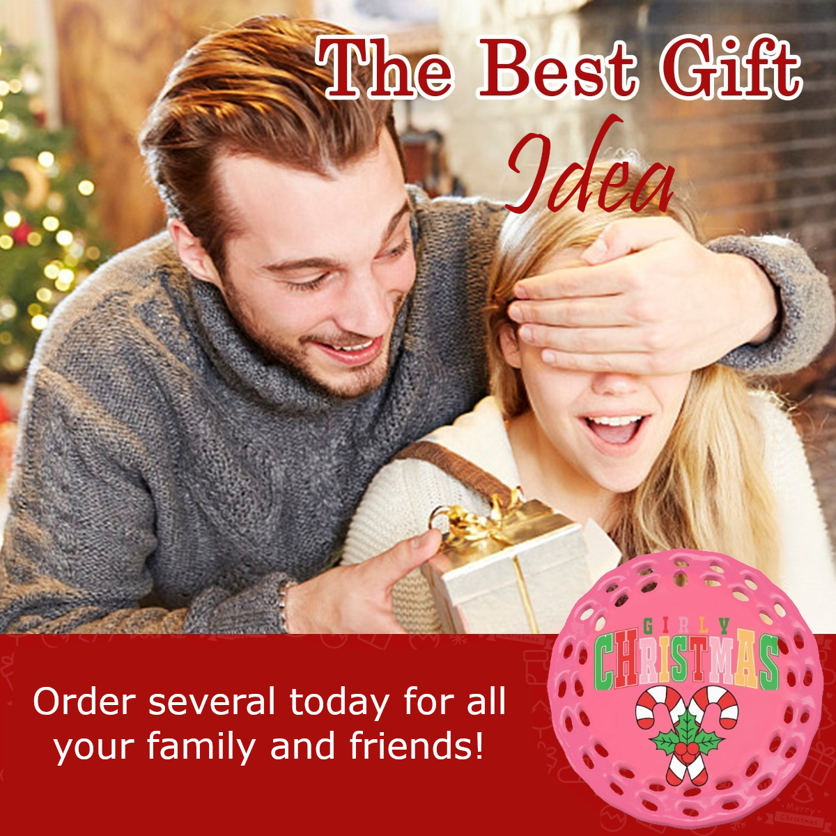 Pink Girly Christmas Round Pierced Ceramic Ornament