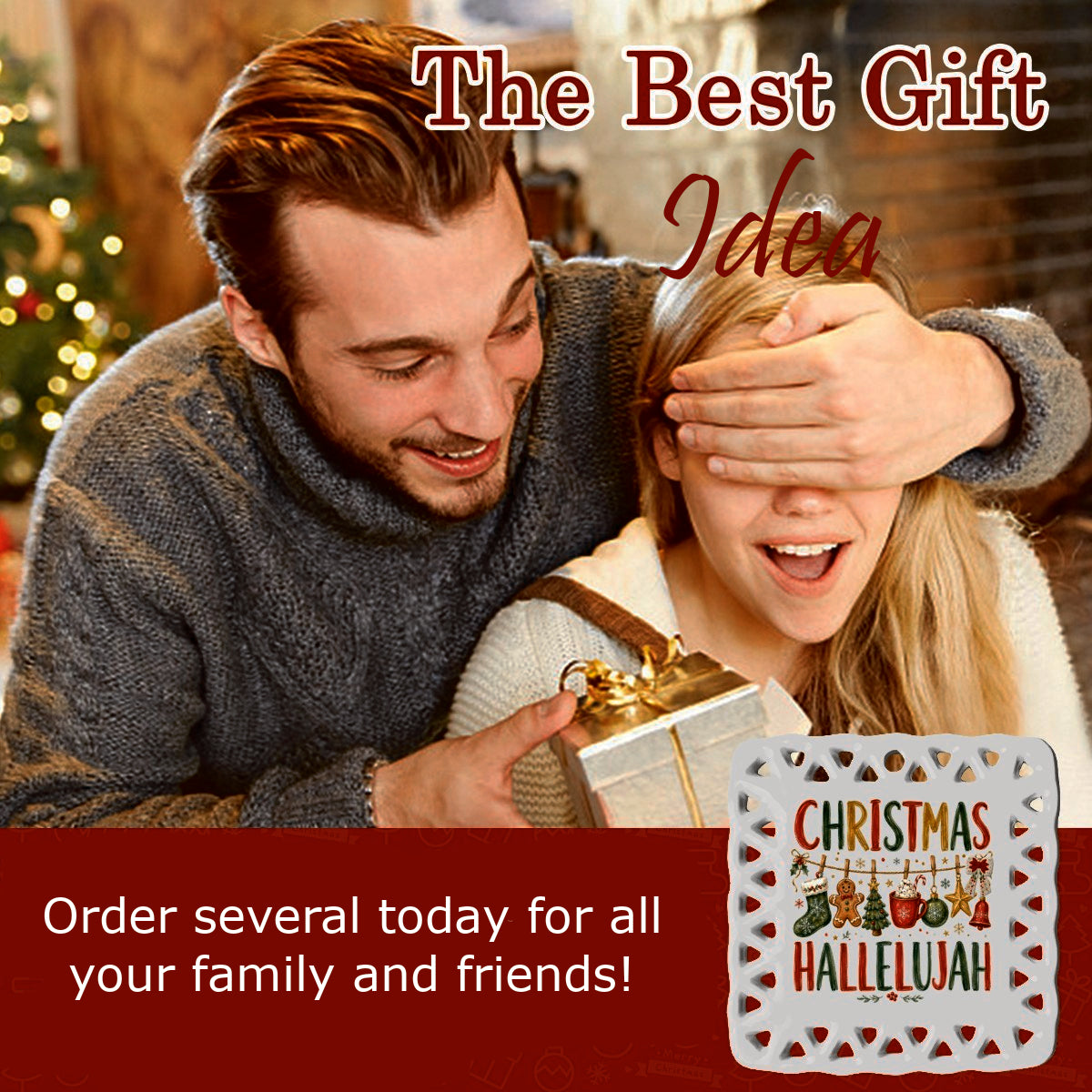 Christmas Hallelujah Square Pierced Ceramic Ornament