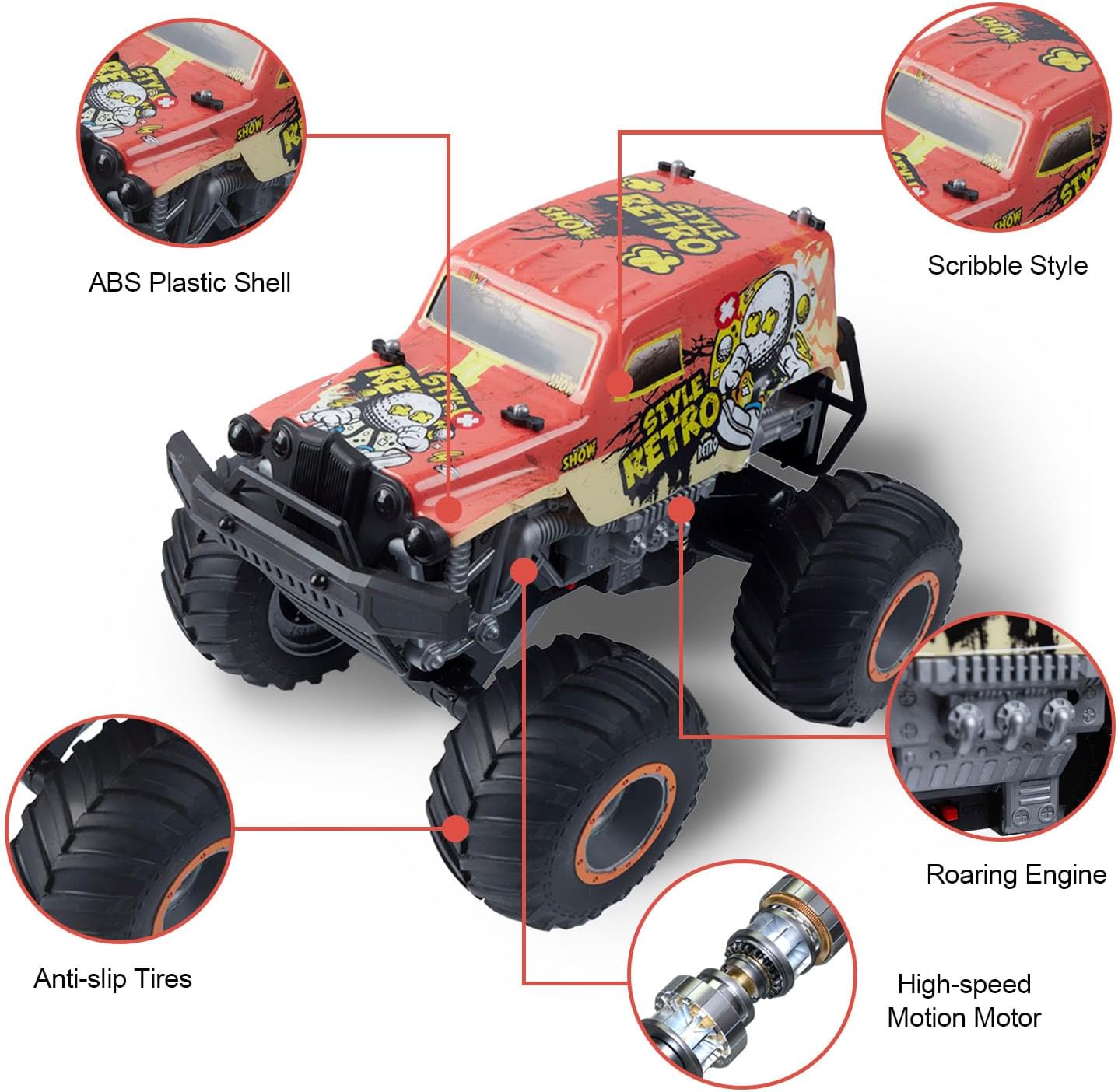 All Terrain Off-Road 2.4Ghz Remote Control Monster Truck with LED Lights (1:14)