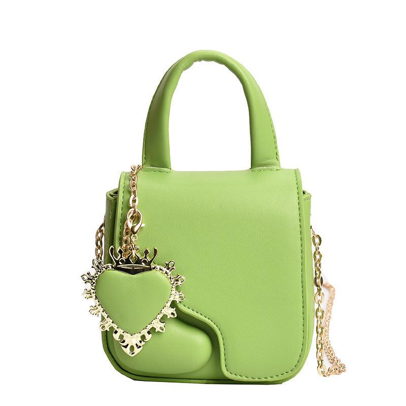 Heartfelt Charm Messenger Bag - Trendy Small Square Bag with Heart Charm