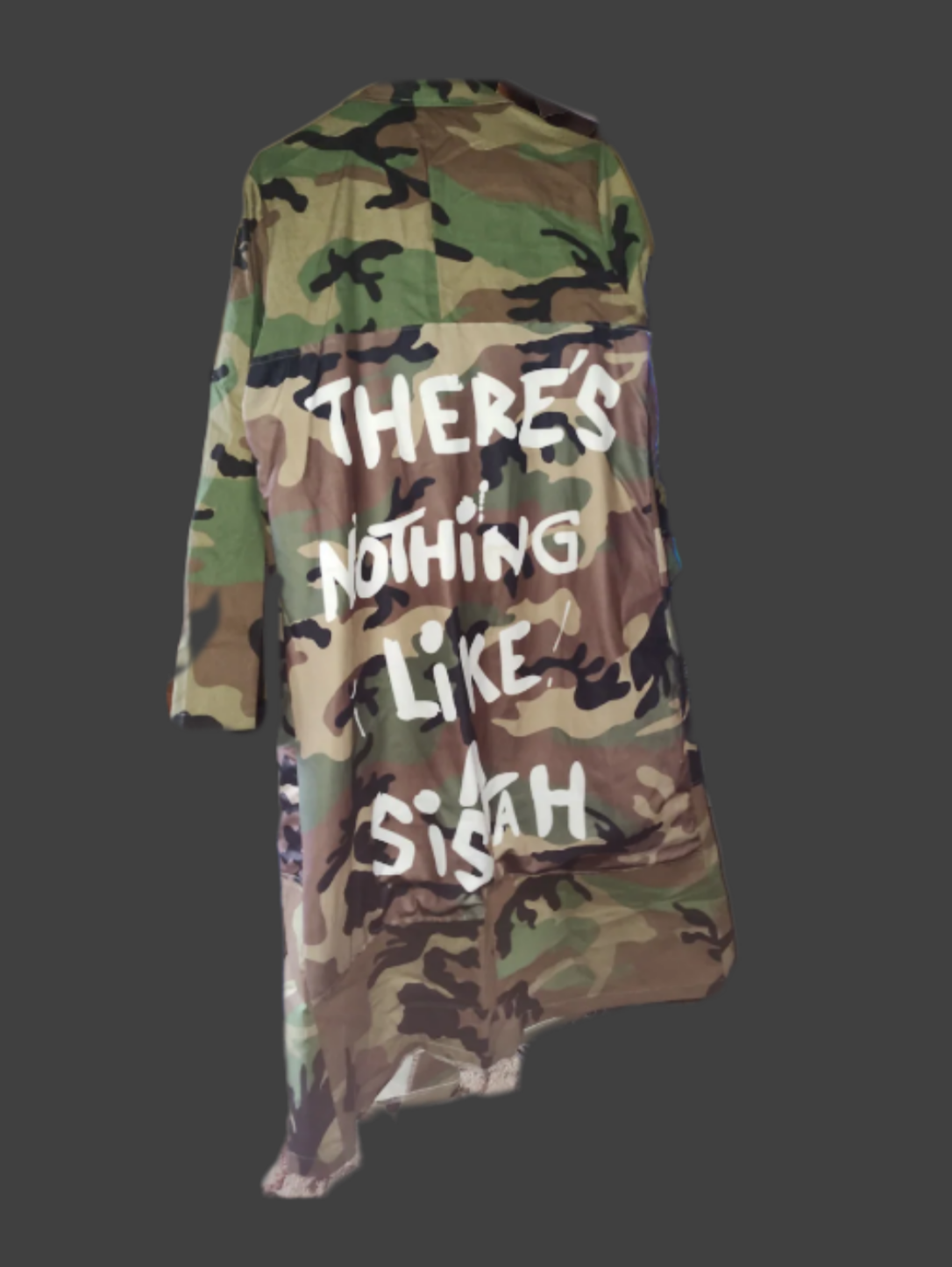 Women's Nothing Like a Sistah Camo Long Jacket with Pockets