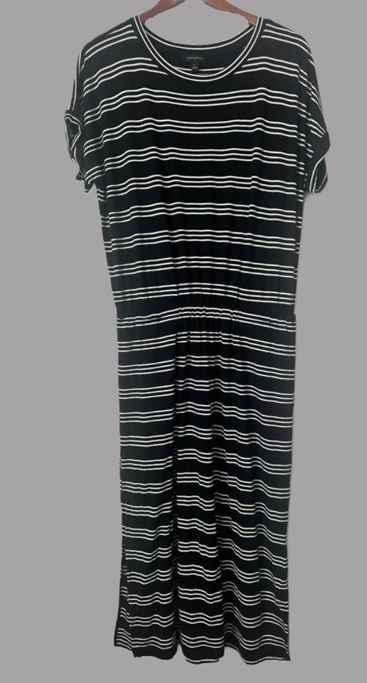 Banana Republic Black Dress with White Stripes - size L