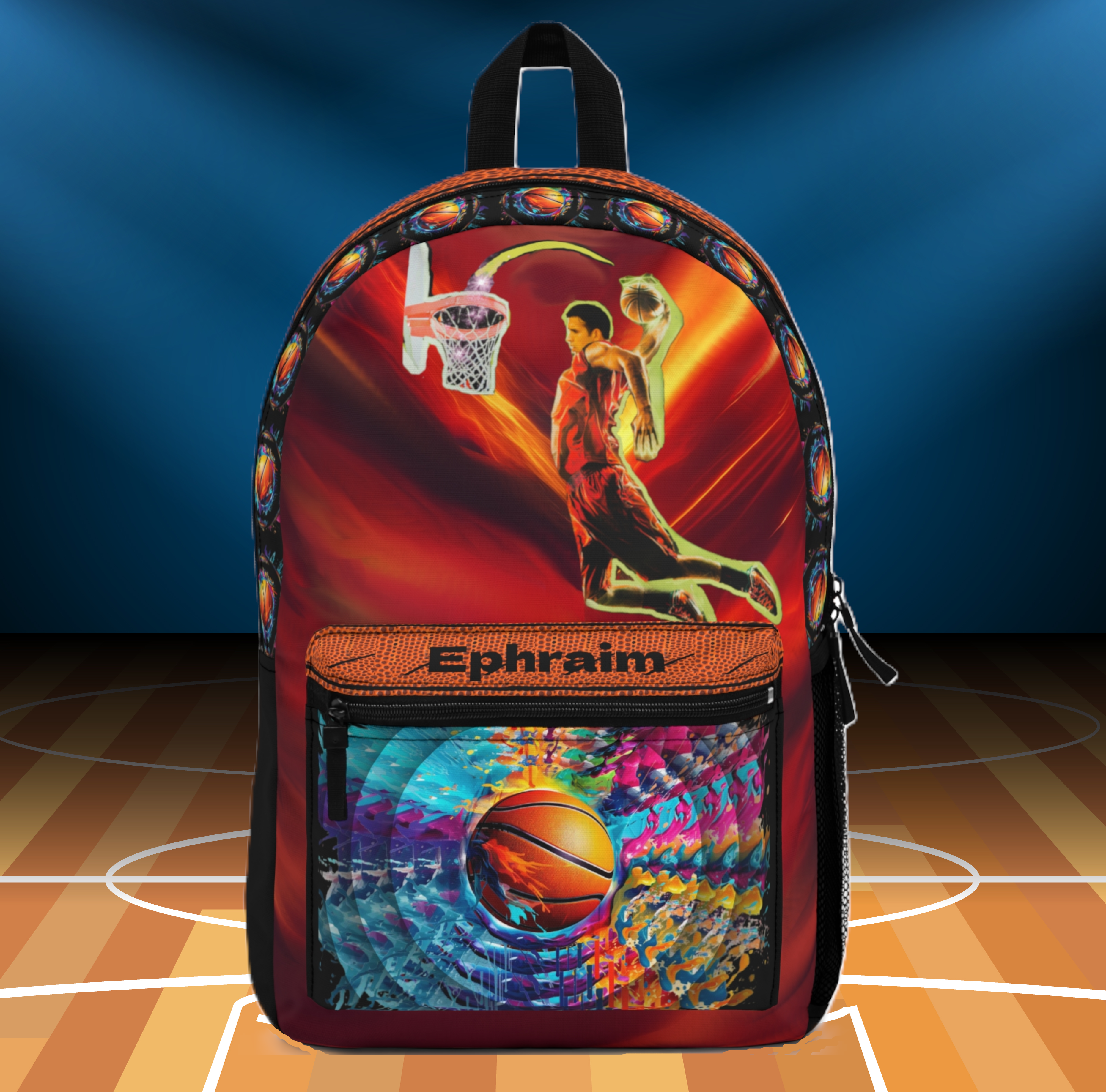Basketball Player Slam Dunk Backpack | Sports Custom Name School Bag