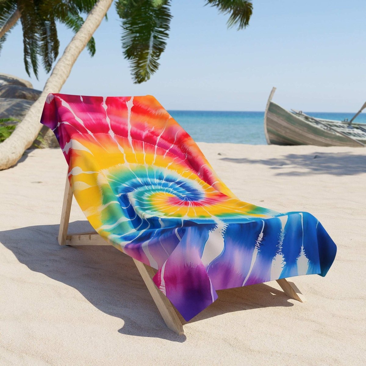 Surfer Dude Tie-Dye Beach Towel 🏄‍♂️ Vibrant Spiral Design 🤙