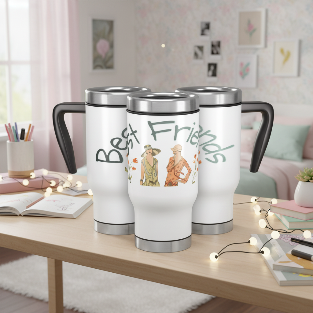 Best Friends Vintage Style 14 oz Travel Mug Tumbler