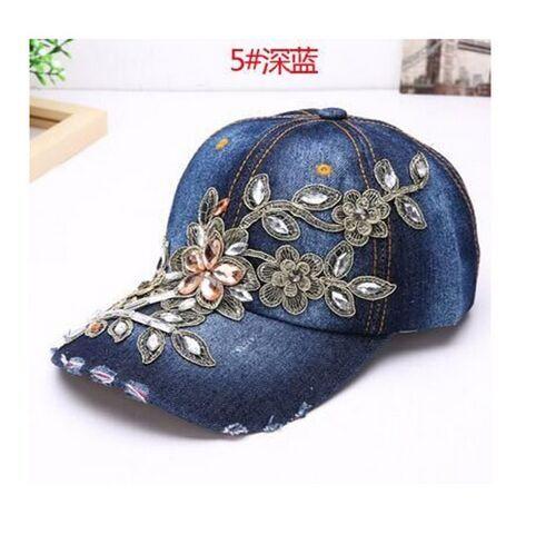 Cowgirl's Diamond Embroidery Flower Baseball Cap