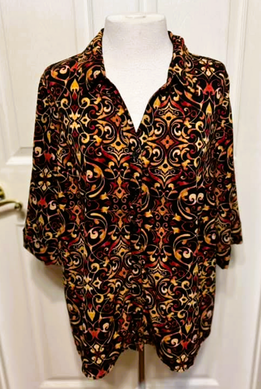 Camisa marrón de manga 3/4 con botones delanteros de Catherine (14-16WP)