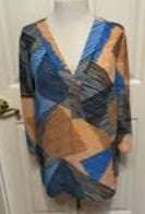 Chaus Orange and Blue Flowy Cold Shoulders Top - size Medium