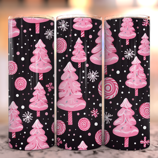 Christmas Pink Doodles Stainless Steel Tumbler