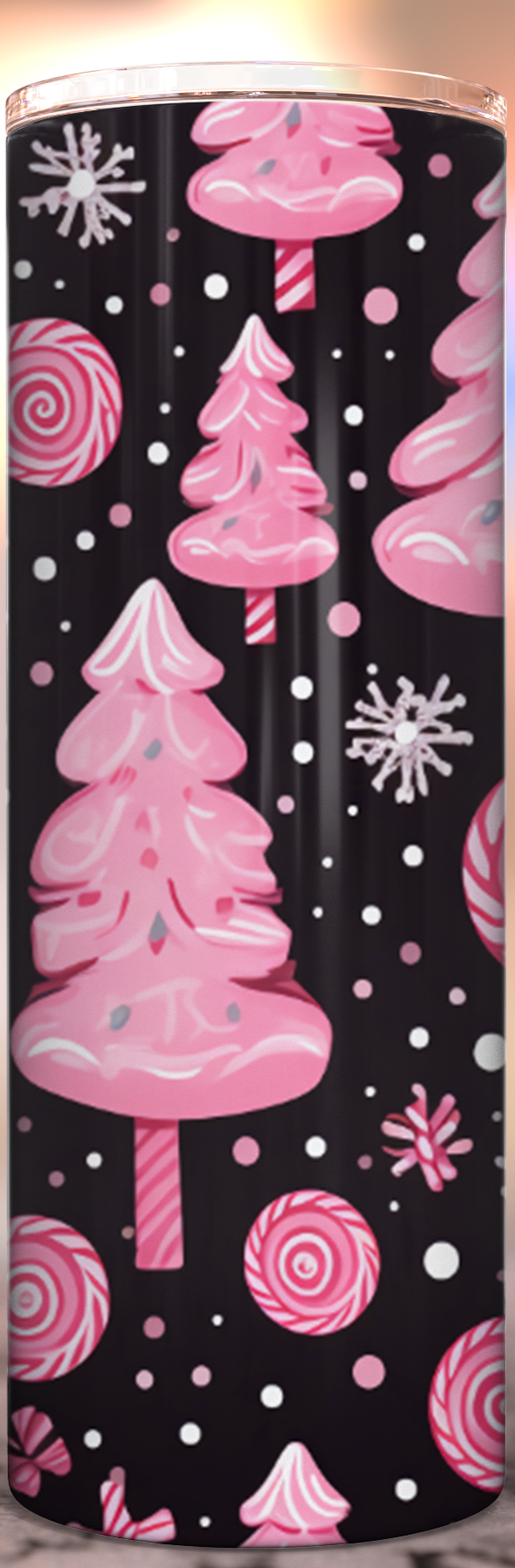 Christmas Pink Doodles Stainless Steel Tumbler