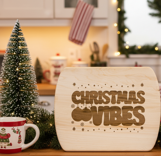 Christmas Vibes with Ornaments Hardwood Cutting Board