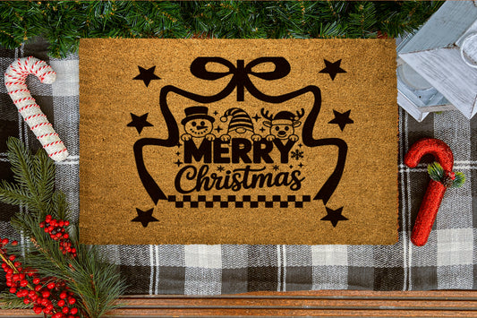 Merry Christmas Characters Outdoor Bristle Doormat