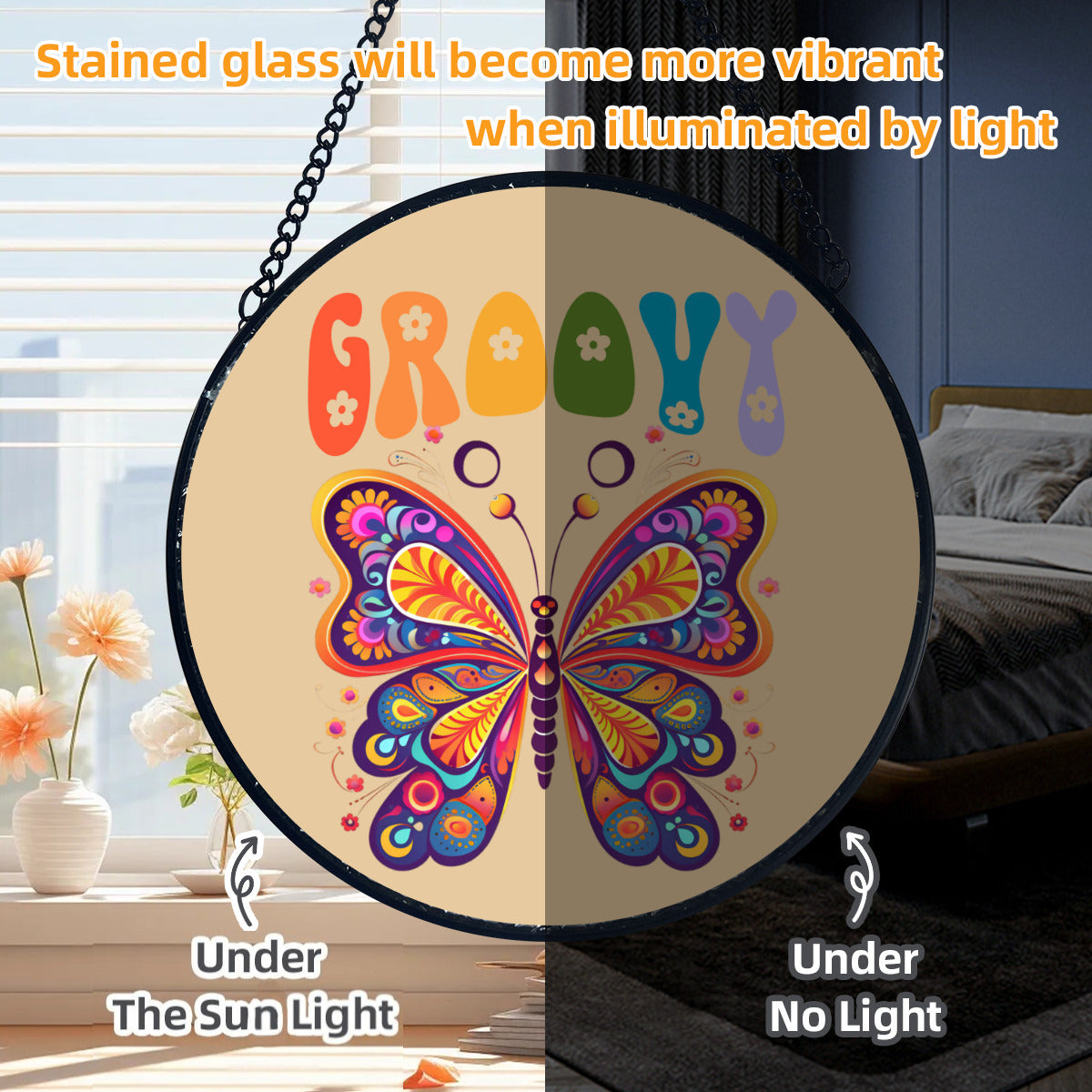 Groovy Retro Butterfly Glass Suncatcher